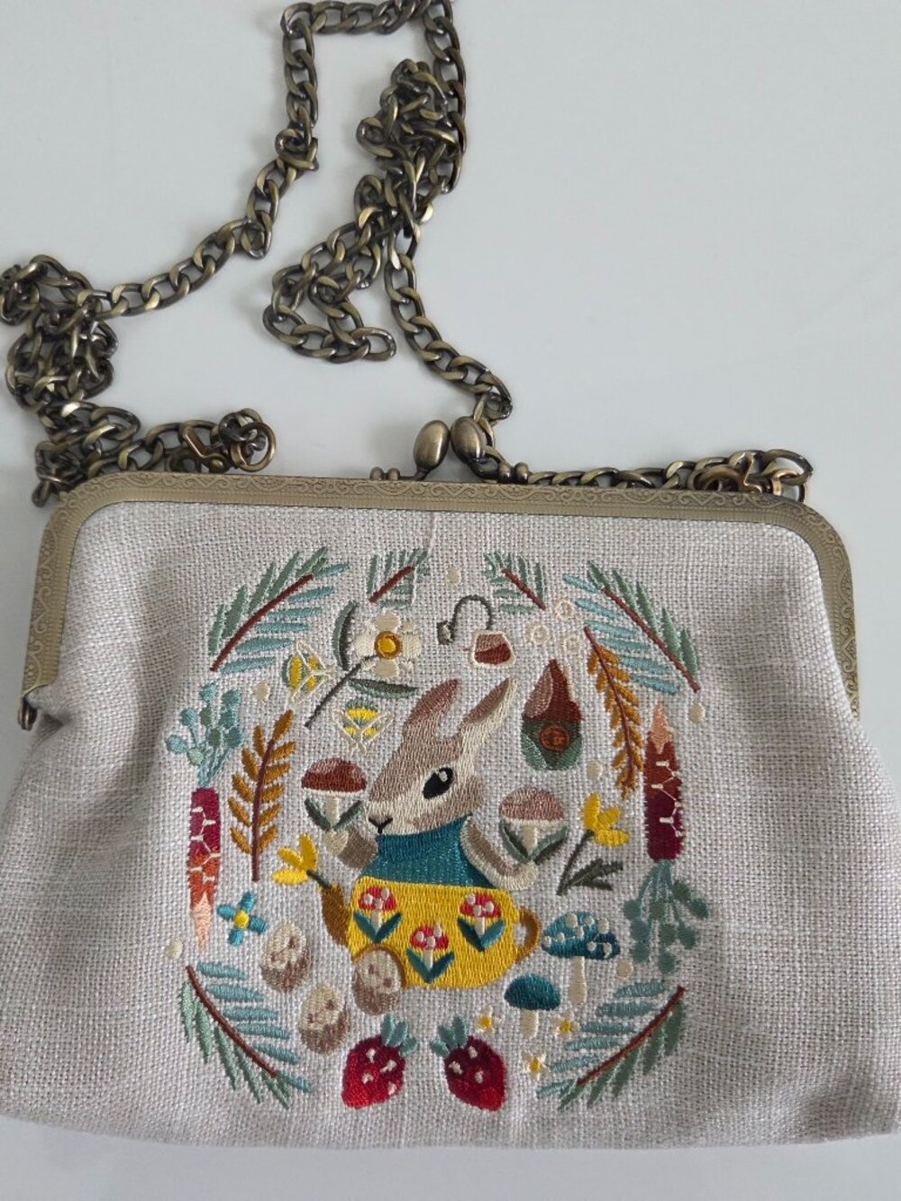 NWOT Vintage Style Linen Embroidered Bag